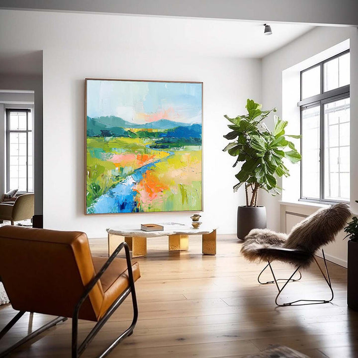 Muurdecoratie Abstract Artistiek Dopamine Berg Rivier