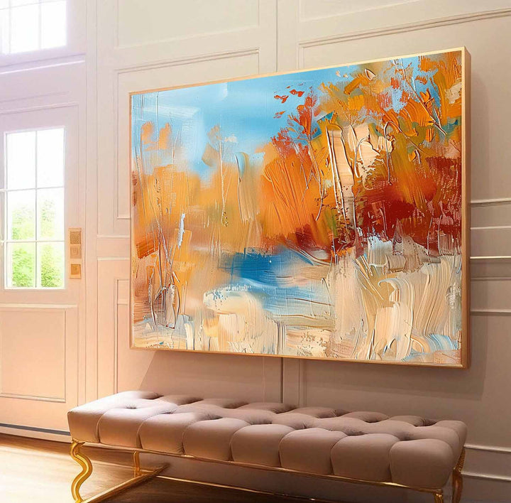 Vægkunst Abstrakt Dekor Landskab Impasto Efterår