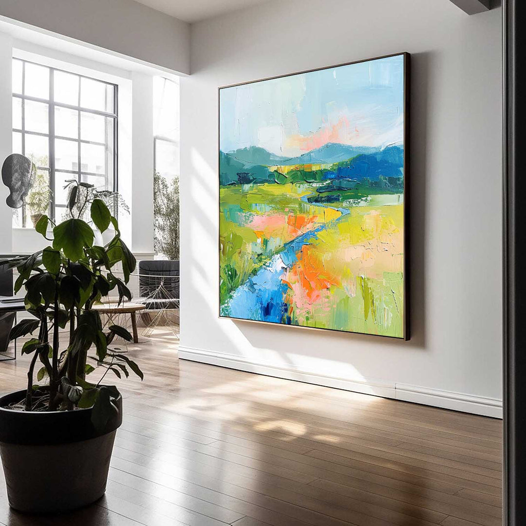 Muurdecoratie Abstract Artistiek Dopamine Berg Rivier