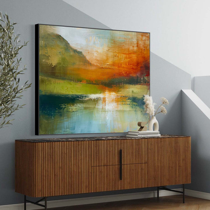 Vægkunst Abstrakt Impressionistisk Blød Tone Bjerg