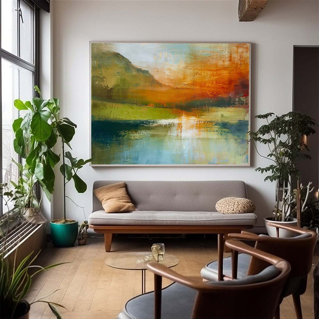 Vægkunst Abstrakt Impressionistisk Blød Tone Bjerg