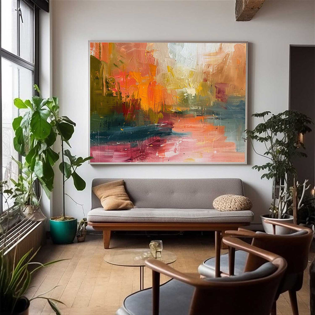 Vægkunst Abstrakt Impasto Efterårslandskab Varm