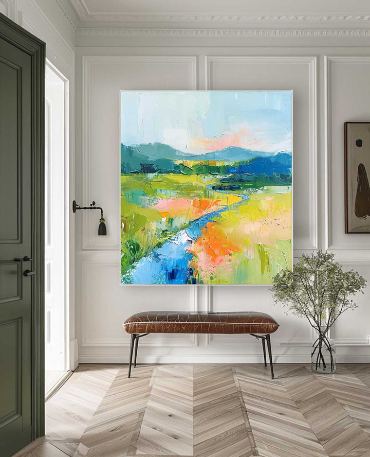 Muurdecoratie Abstract Artistiek Dopamine Berg Rivier