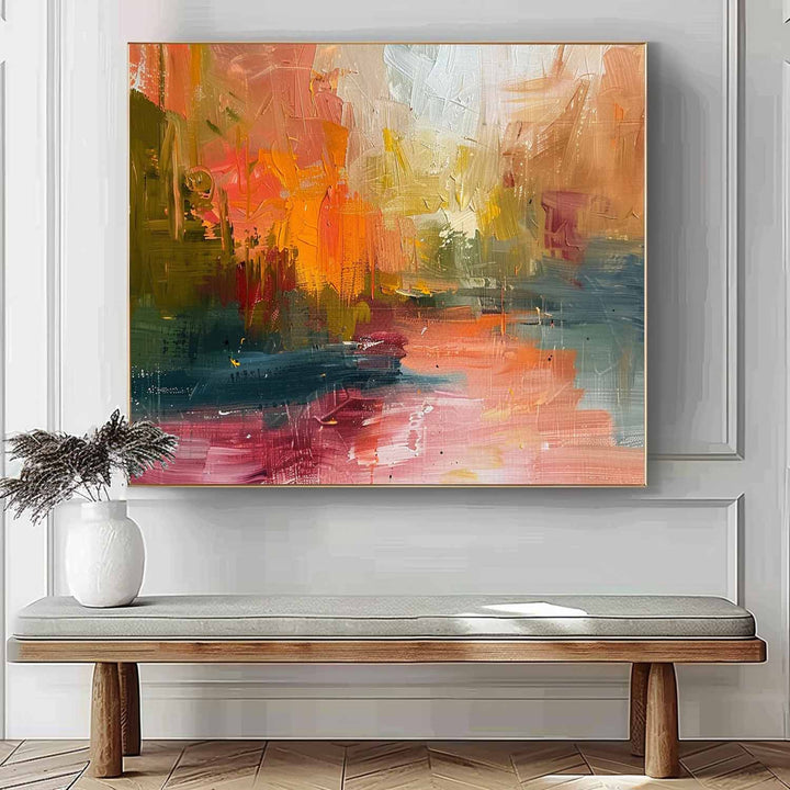 Vægkunst Abstrakt Impasto Efterårslandskab Varm