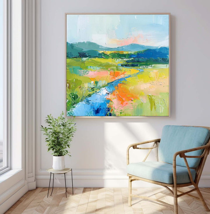 Muurdecoratie Abstract Artistiek Dopamine Berg Rivier
