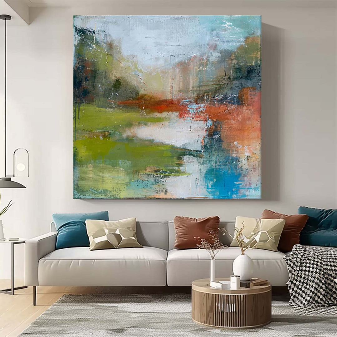 Wall Art Abstract Mountain Lake Reflection