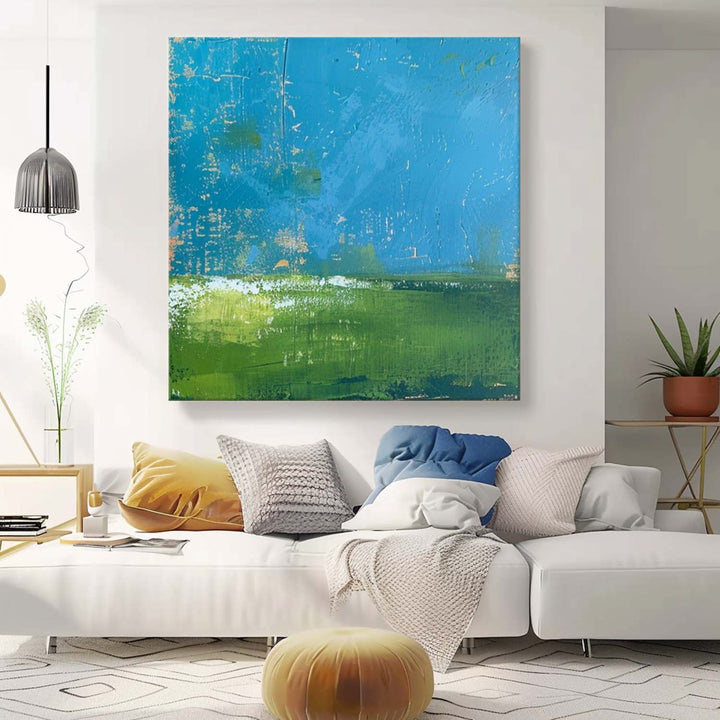 Art mural abstrait frais nature apaisante vibrante moderne