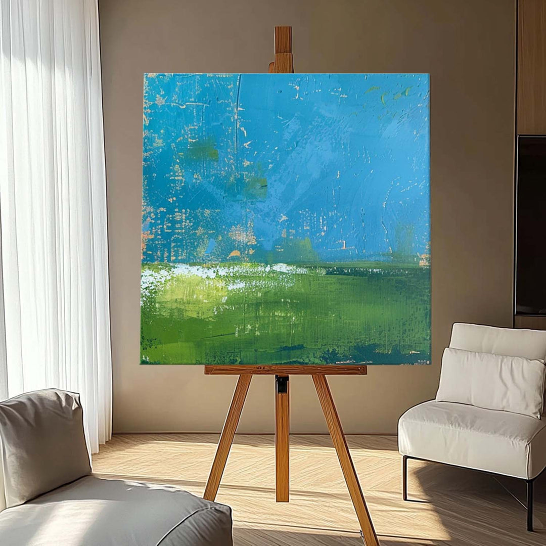 Art mural abstrait frais nature apaisante vibrante moderne