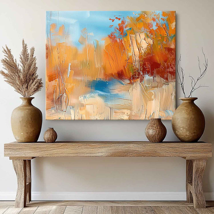 Vægkunst Abstrakt Dekor Landskab Impasto Efterår