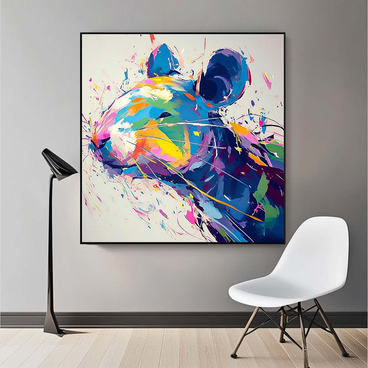 Wall Art Animal Hand Painted Colorful Dopamine