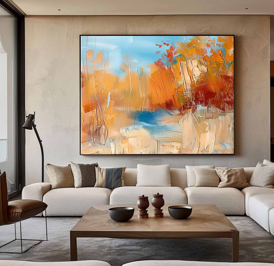Vægkunst Abstrakt Dekor Landskab Impasto Efterår