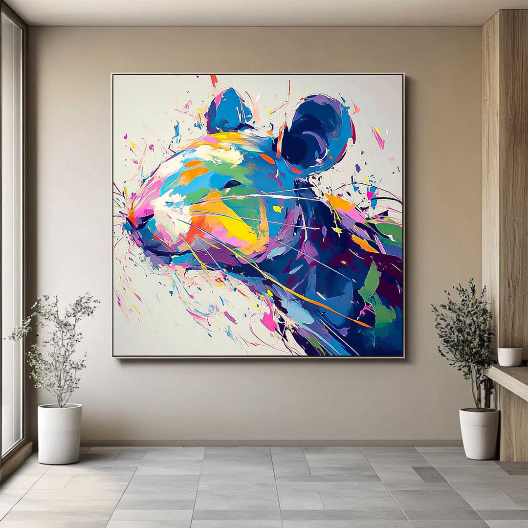 Wall Art Animal Hand Painted Colorful Dopamine