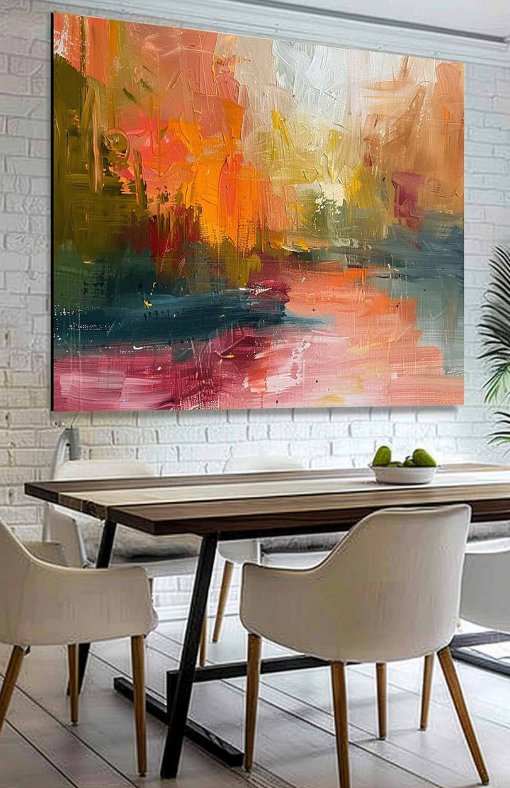 Vægkunst Abstrakt Impasto Efterårslandskab Varm