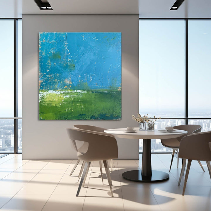 Art mural abstrait frais nature apaisante vibrante moderne