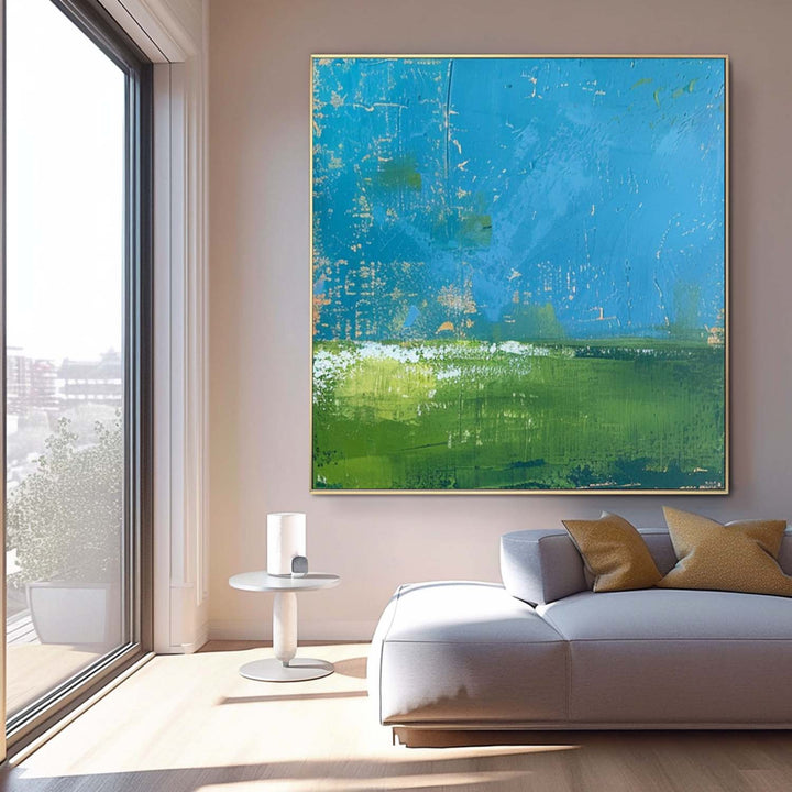 Art mural abstrait frais nature apaisante vibrante moderne